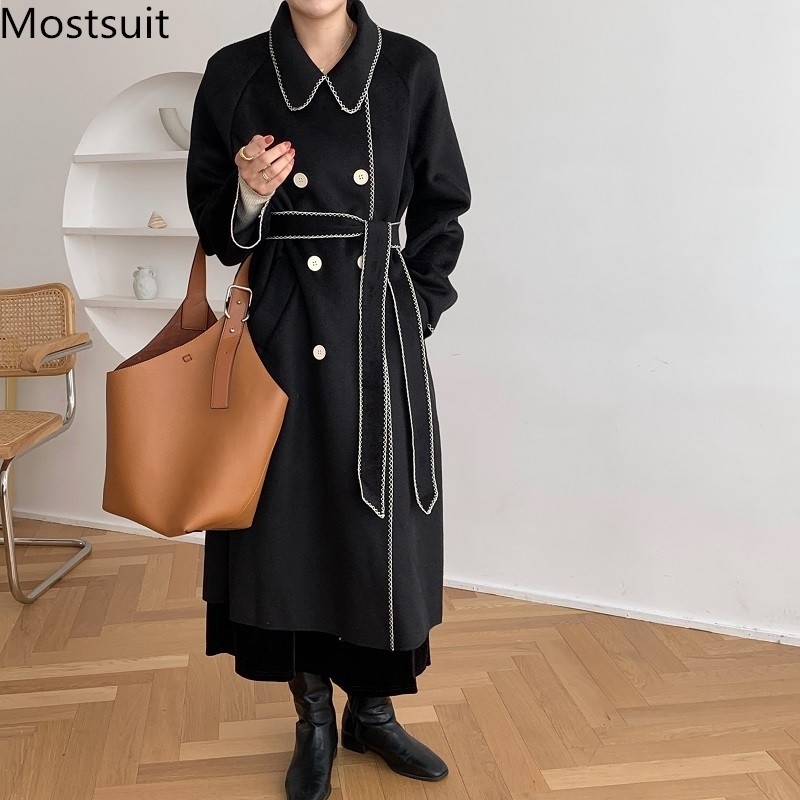 Double Breasted Belted Woolen Women Long Coat Winter Color-blocked Korean Elegant Ladies Overcoat Outwear Femme 210518, Beige
Double Breasted Belted Woolen Women Long Coat Winter Color-blocked Korean Elegant Ladies Overcoat Outwear Femme 210518, Beige