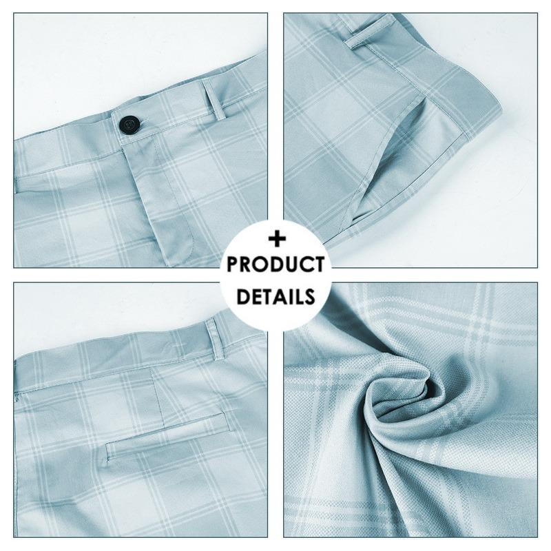 Men's Pants 2021 Mens Casual Trousers Skinny Stretch Chinos Slim Fit Pant Plaid Check Male