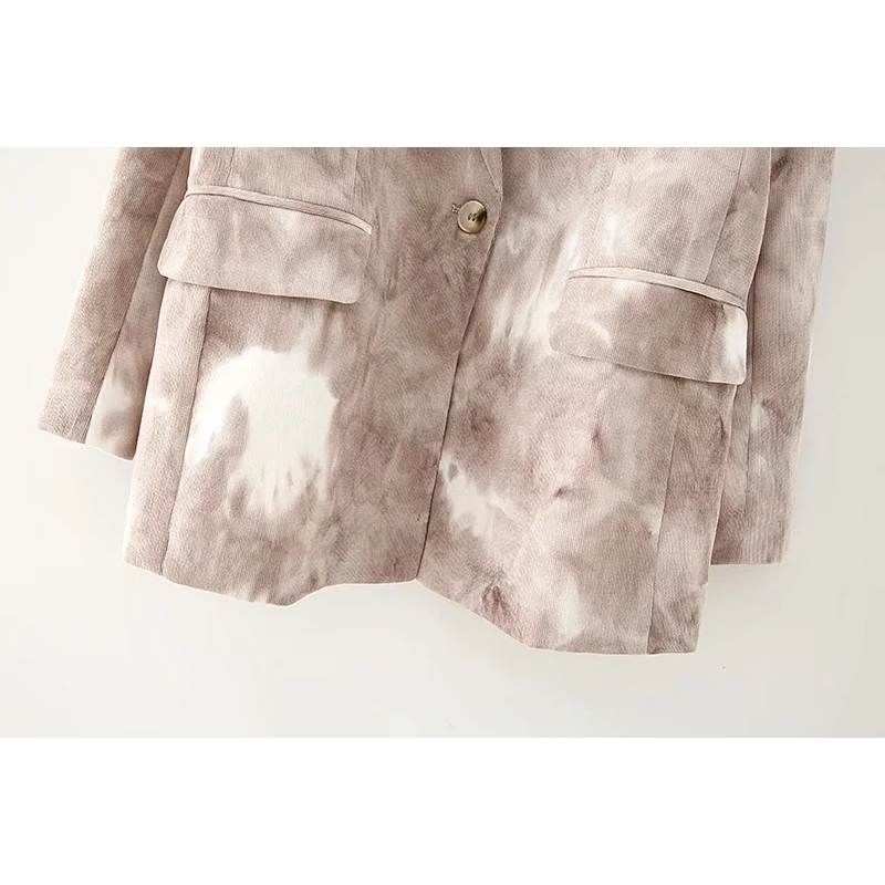 stylish women tie dye long blazers fashion ladies elegant loose jacket suits vintage female girls chic suit 210430