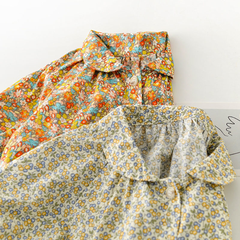 Kids Girl Long Sleeve Doll Collar Floral Shirt Spring Autumn Infant Baby born Clothes 210429