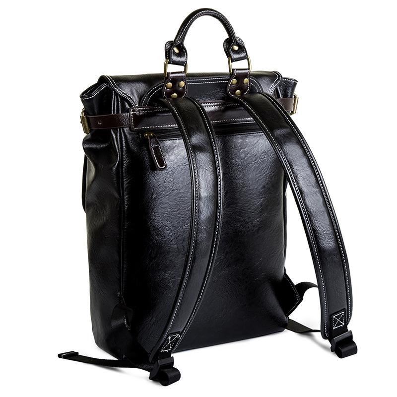 Backpack Vintage Men For Teenage School Bags Male Large Capacity Laptop Backpacks Leather Black Korean Travel
