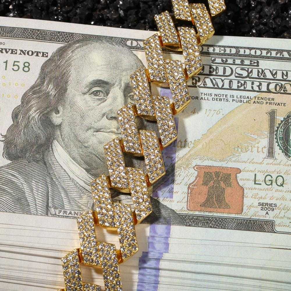THE BLING KING 20mm Prong Cuban Link Chains Necklace Fashion Hiphop Jewelry 3 Row Rhinestones Iced Out Necklaces For Men T200113
