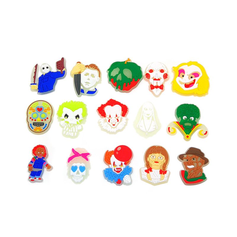 MOQ=20pcs + horrible movie glow luminous shoe charms wholesale jibitz for croc soft rubber PVC charm accessories plastic ornaments glowing up in the dark
MOQ=20pcs + horrible movie glow luminous shoe charms wholesale jibitz for croc soft rubber PVC charm accessories plastic ornaments glowing up in the dark