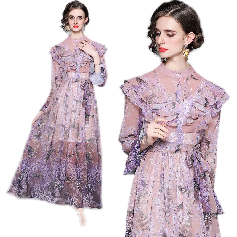 2021 Vintage Ruffle Runway Maxi Dress Elegant Women Designer Flare Sleeve A-Line Floral Prom Dresses Slim Business Party Office Spring Autumn Printed Ladies Clothes, 02
2021 Vintage Ruffle Runway Maxi Dress Elegant Women Designer Flare Sleeve A-Line Floral Prom Dresses Slim Business Party Office Spring Autumn Printed Ladies Clothes, 02