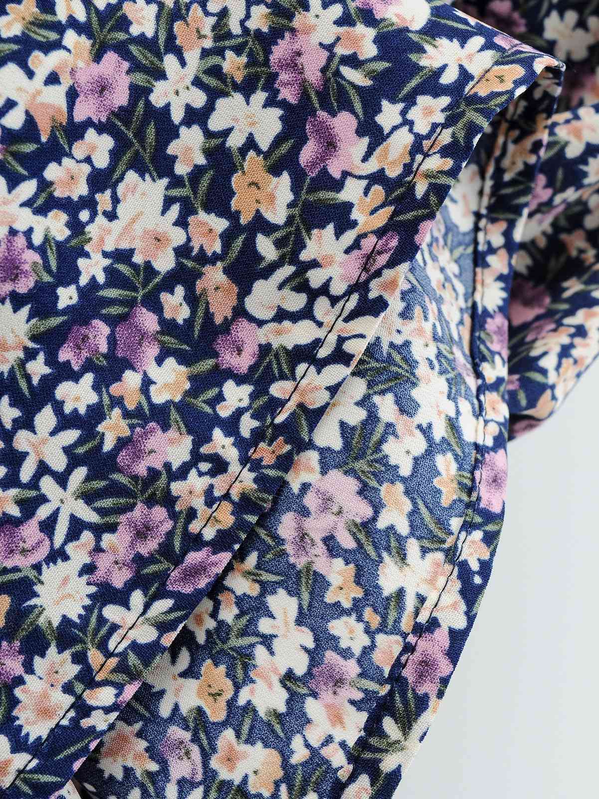 Holiday Hit color Floral Print Elastic Ruched Dress Woman Short Puff Sleeve Swing A line Mini Dresses 210429