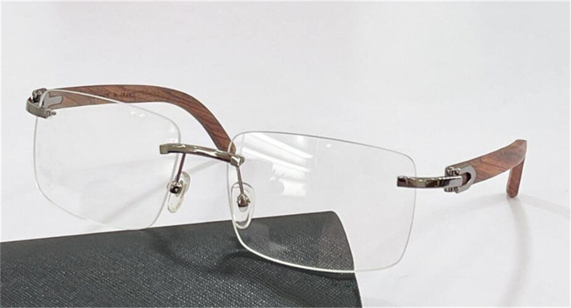 New fashion design sunglasses and optical eyewear 0228 square frameless wooden temples simple versatile style UV400 protective glasses