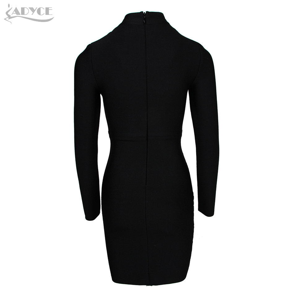 Summer Women Black Long Sleeve Beading Mini Bandage Dress Sexy Hollow Out Lady Evening Club Party Bodycon Dresses 210423