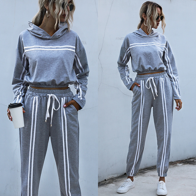 tracksuits sport suit 2021 autumn women's patchwork hooded sweatsuit two piece set, Gray
tracksuits sport suit 2021 autumn women's patchwork hooded sweatsuit two piece set, Gray