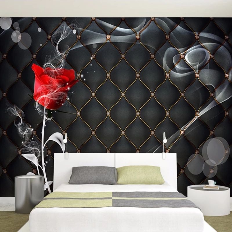 Custom Mural 3D Rose Flower Black Soft Package Bedroom Living Room TV Background Wall Decor Wallpaper Waterproof