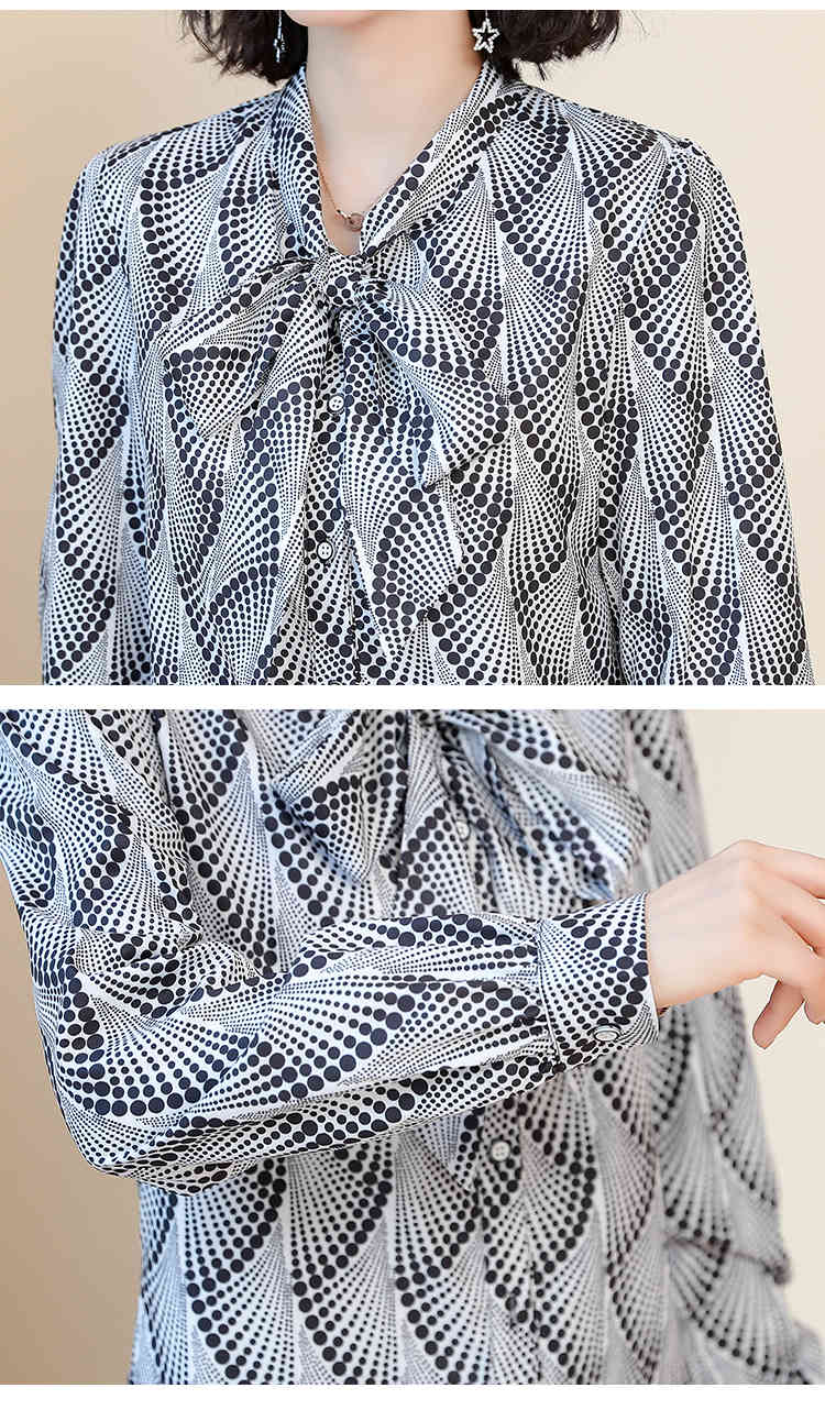 Arrival Bow Blouse Casual Women Tops and Elegant Loose Long Sleeve Chiffon female clothes 6581 50 210506
