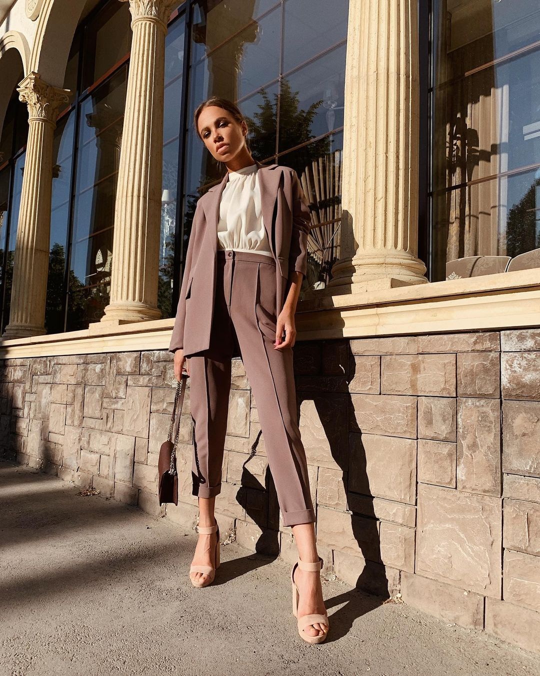 2021 Autumn Blazer Pant Two Pieces Set Women One Button Suits Jacket High Waist Pants Customized