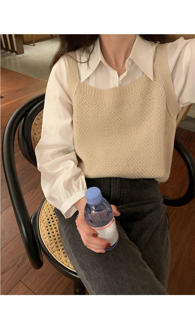 3colors spring and autumn Korean Sweet style Back lace up knitted sleevelesvest sweaters womens Sweaters pullovers womens(X1853) 210423