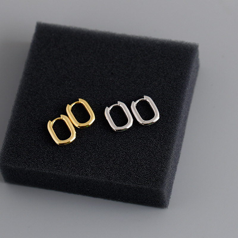 Hoop Earrings U-Shaped Smooth Surface Minimalist Geometry Puncture Small Punk Gold Silver For Women Fine Charm Jewelry