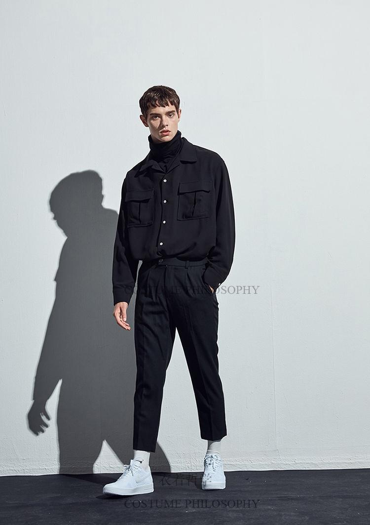 S-6XL 2021 Men's Clothing Hair Stylist Fashion Original Street Model Draping Cutting Shirt Plus Size Stage Costumes Casual Shirts