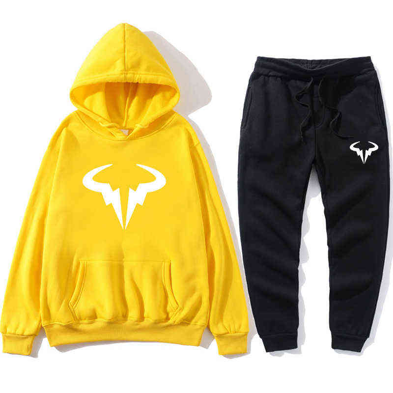 2021Men's hoodie tracksuit men Nadal Natto Bull sportswear pullover sweater + sweatpants jogging pullover men 2XL sport suit for H1108