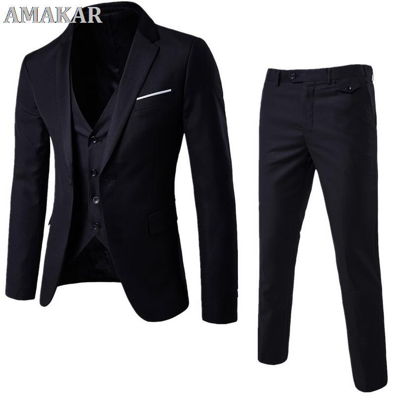 Men's Suits & Blazers Pieces Business Blazer +Vest +Pants Suit Sets Men Autumn Fashion Solid Slim Wedding Set Vintage Classic Male, White;black
Men's Suits & Blazers Pieces Business Blazer +Vest +Pants Suit Sets Men Autumn Fashion Solid Slim Wedding Set Vintage Classic Male, White;black