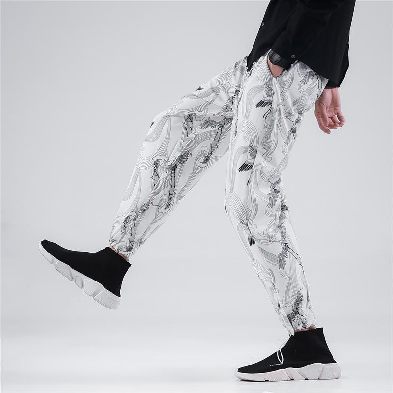 Mens Ankle-Length Trousers Casual Jogging Fashion Loose Sweatpants Male Printed Hip Hop Harem Pants Streetwear Men's