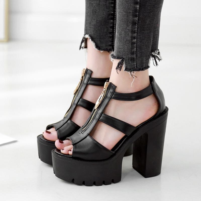 High Quality Women Shoes Solid Zipper Peep Toe Platform Sandals Square Heel Rome Mature, Black
High Quality Women Shoes Solid Zipper Peep Toe Platform Sandals Square Heel Rome Mature, Black