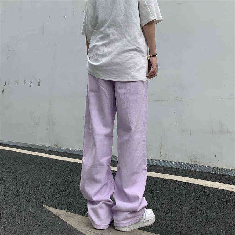 Women's Jeans Vintage Straight Baggy High Waist Korean Fashion Streetwear Casual Pants Femme Wide Leg Purple Mom Denim Trouser 211129