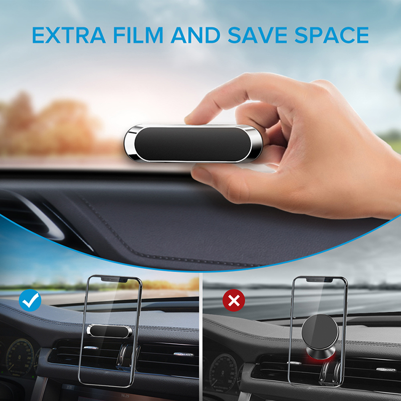 F6 Mini Strip Shape Portable Magnetic Cars Phone Holder Simple Stand Metal Strong Magnet Suction GPS Car Mounts for All Smartphones