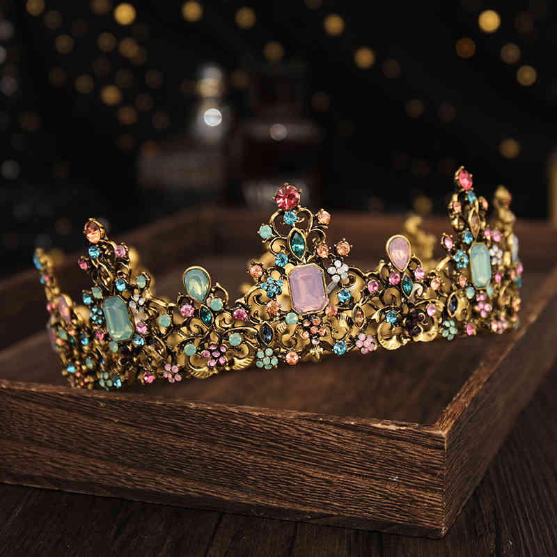 Wedding Hair Jewelry Accessories Color Full Circle Bride's Grand Crown Headdress Show Performance