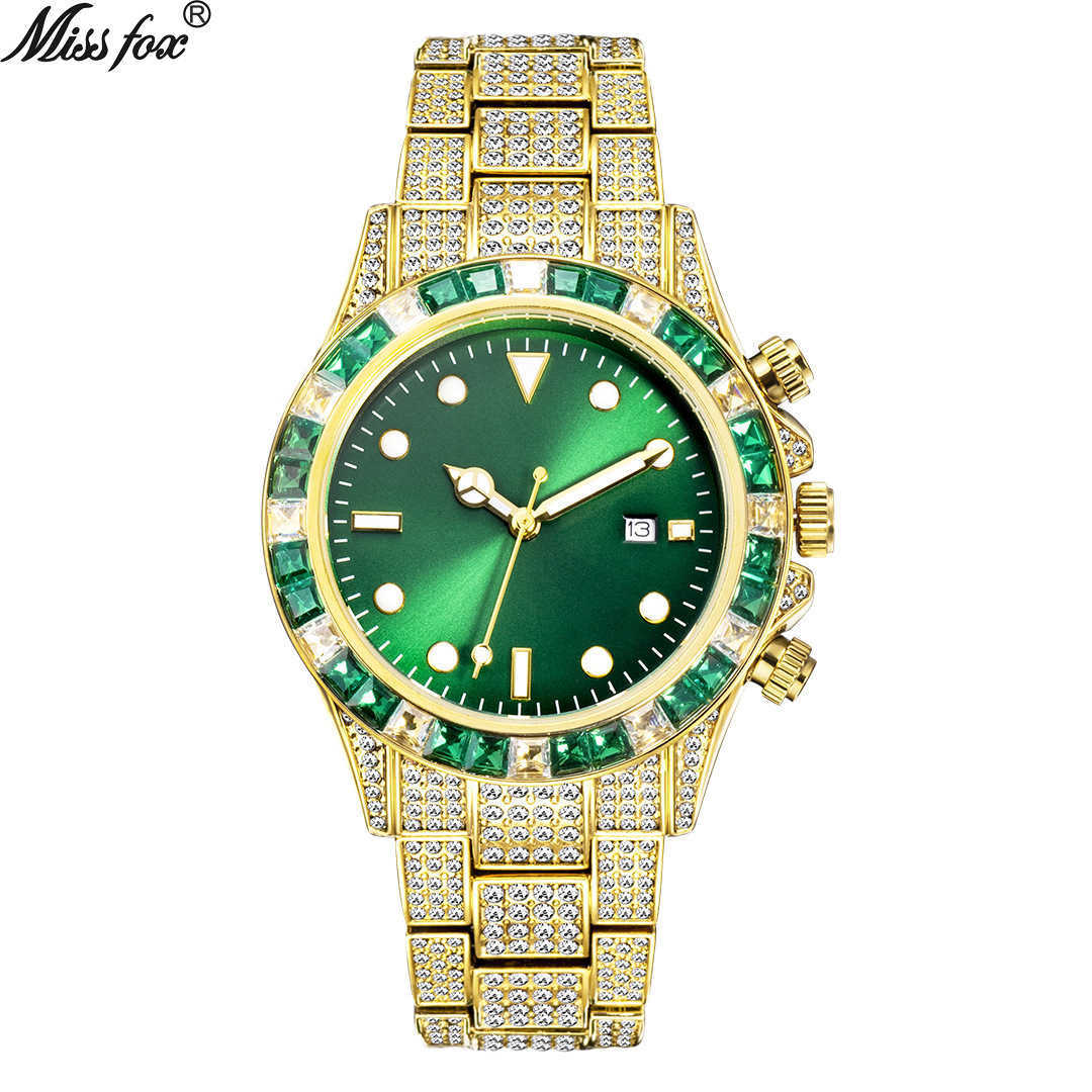 Missfox watch high grade diamond studded Ditong full diamond green disc sun pattern luminous quartz watch, Golden green 1
Missfox watch high grade diamond studded Ditong full diamond green disc sun pattern luminous quartz watch, Golden green 1