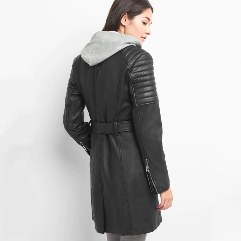 Women Street Brand 100% Real Leather Sheepskin Long Jacket Fashion 2021 Lapel Belt Biker Trench Coat Casual Black Outerwear Women's & Faux
