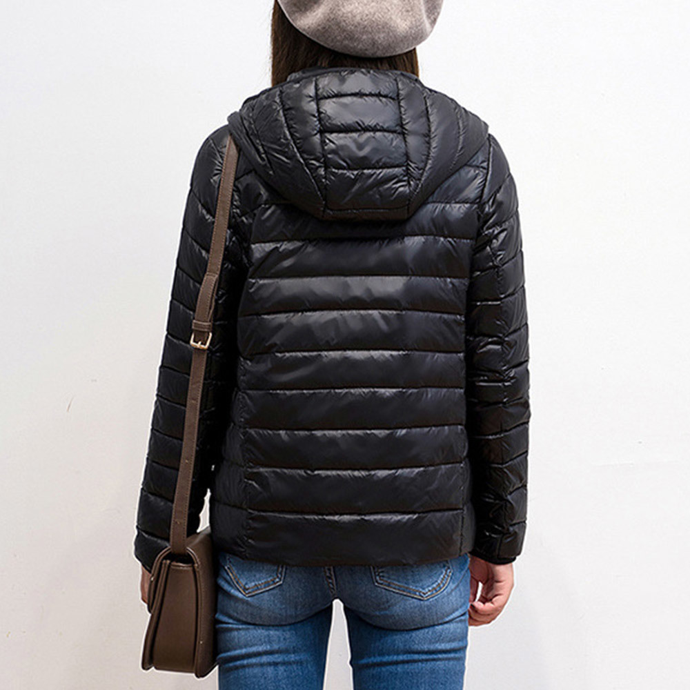 Ultra-light Plus Size Thin Down Jacket Women Autumn Winter Slim Short Hooded Warm White Duck Coat Women's Outerwear 210428