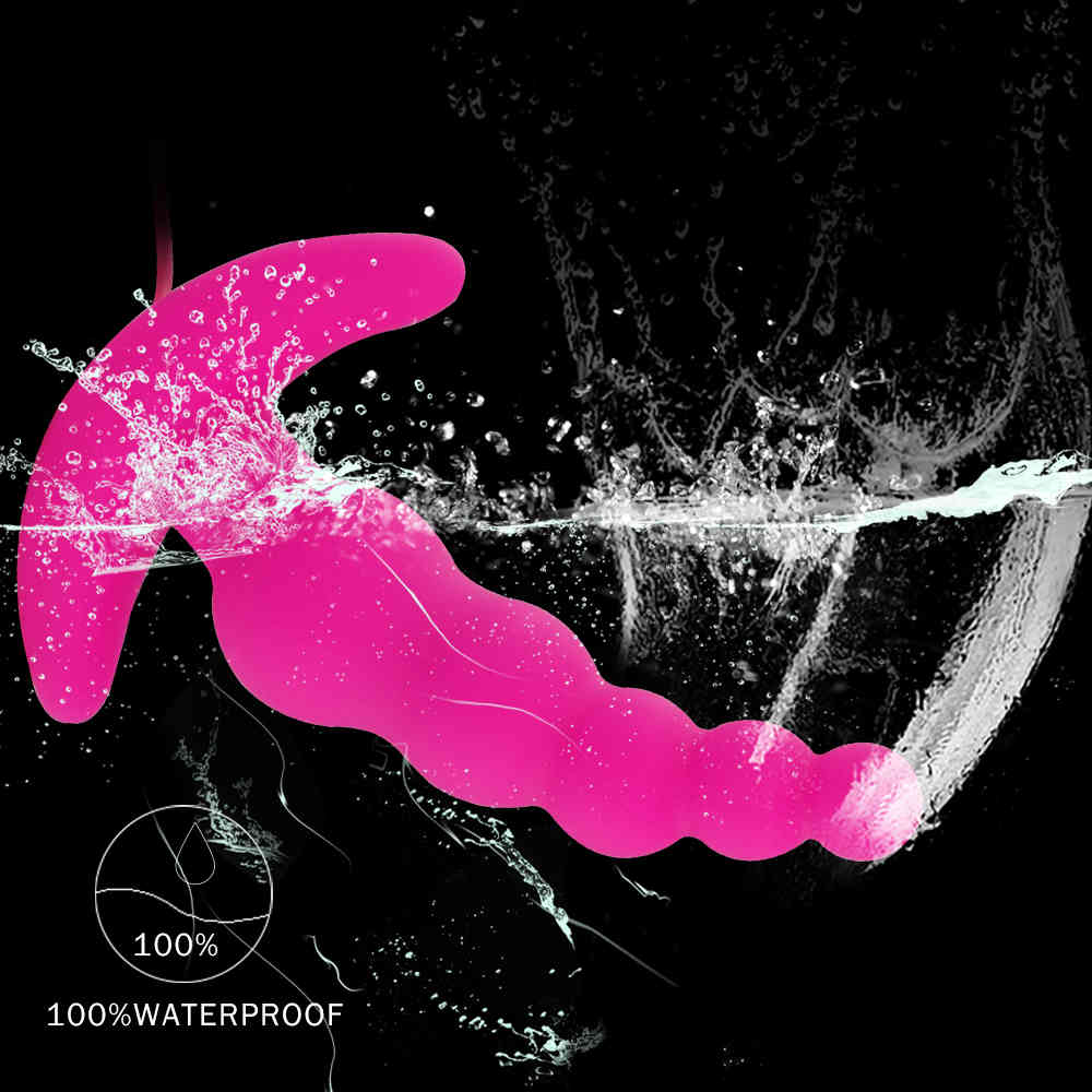 10 Speeds Anal Beads Butt Plug Vibrator Male Masturbation G Spot Prostate Massager Remote Anal Plug Vibrator Sex Toys For Women 210408