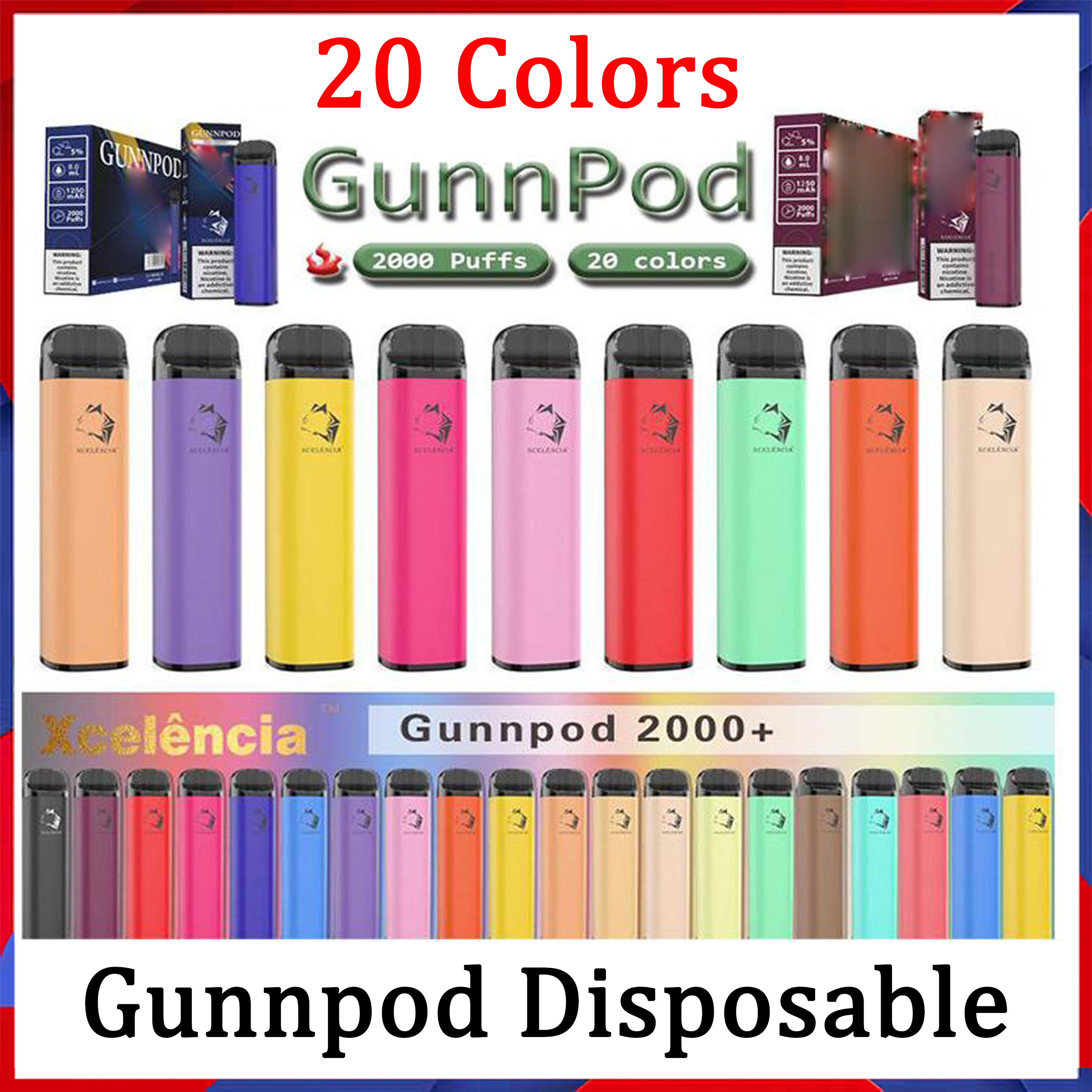 GUNNPOD Disposable Vape 1250mAh Battery 2000 Puffs E Cigarette Deivce 18350 8ml Vaporizer Starter Kit VS Elf Bar 20 Colors Vs Iget XXL
GUNNPOD Disposable Vape 1250mAh Battery 2000 Puffs E Cigarette Deivce 18350 8ml Vaporizer Starter Kit VS Elf Bar 20 Colors Vs Iget XXL
