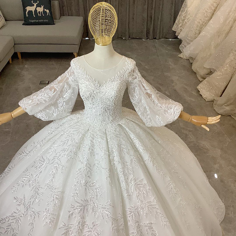 Vintage Real Picture Wedding Dresses With Long-sleeve Appliqued Race Vintage Ball Gown Wedding Dress Custom Made Vestidos De Novia