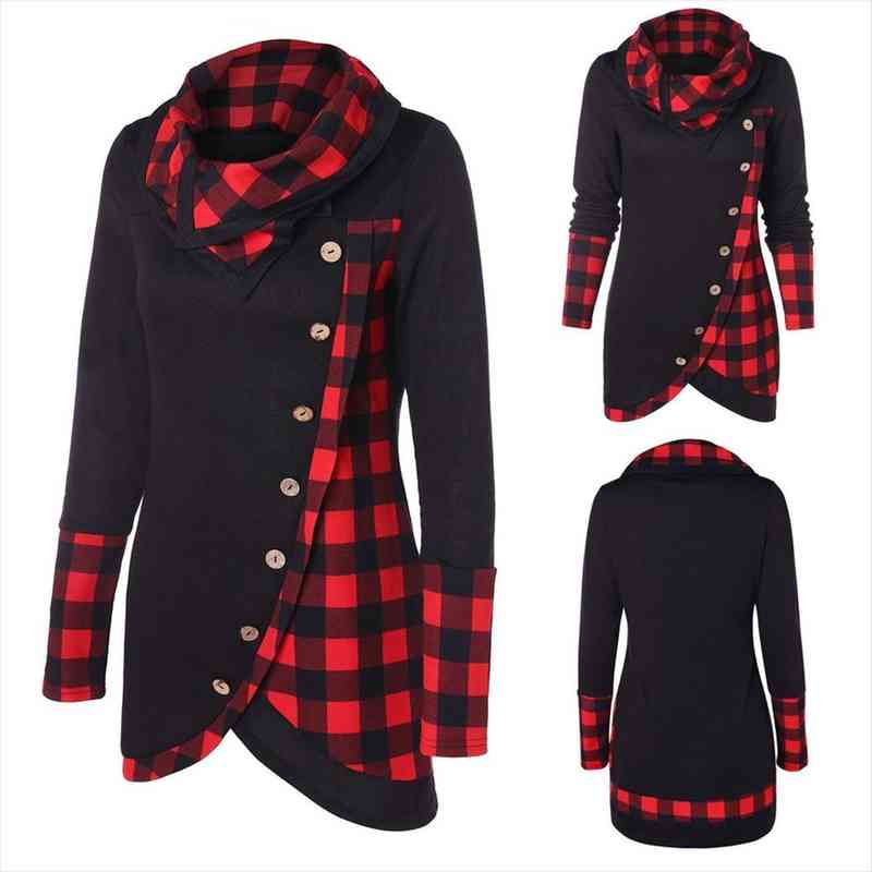blouse women long sleeve irregular hem plaid button turtleneck tartan tunic sweatshirt pullover fashion ladies sweatshirt, Black
blouse women long sleeve irregular hem plaid button turtleneck tartan tunic sweatshirt pullover fashion ladies sweatshirt, Black
