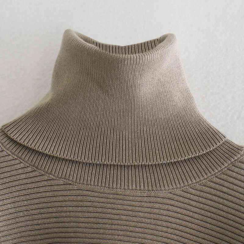 Autumn Style Female European And American Style Fashion Street Personality Loose High Neck Women Knitted Pullover 210520