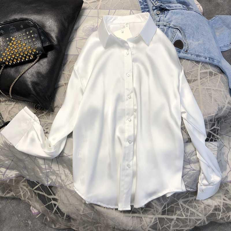 Spring Womens Clothing Silk Shirt Vintage Blouse Women Sheer Top Women Longsleeve Dress Shirt Plus Size Woman Overshirt 220308