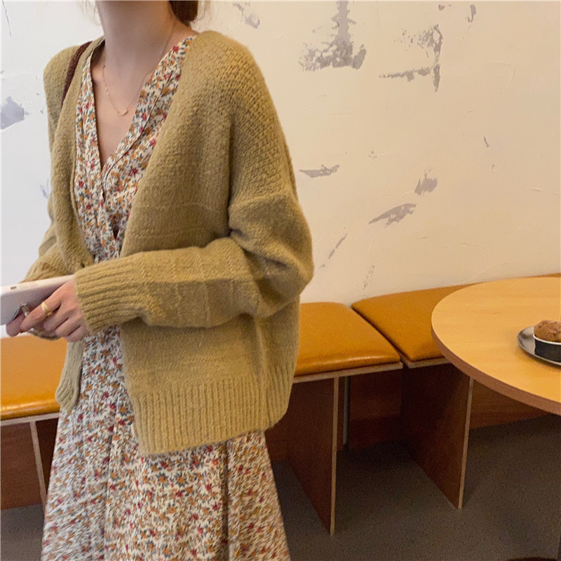 Spring Autumn Women Ladies Sleeve Boho V Neck Floral Print Robe Medium Long T-Shirt Dress T0D23C 210416