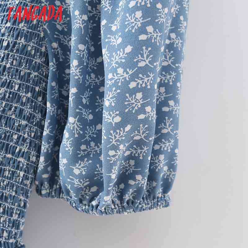 Women Flowers Pleated for Summer Short Sleeve Ladies Vintage Mini Dress Vestidos 3A37 210416