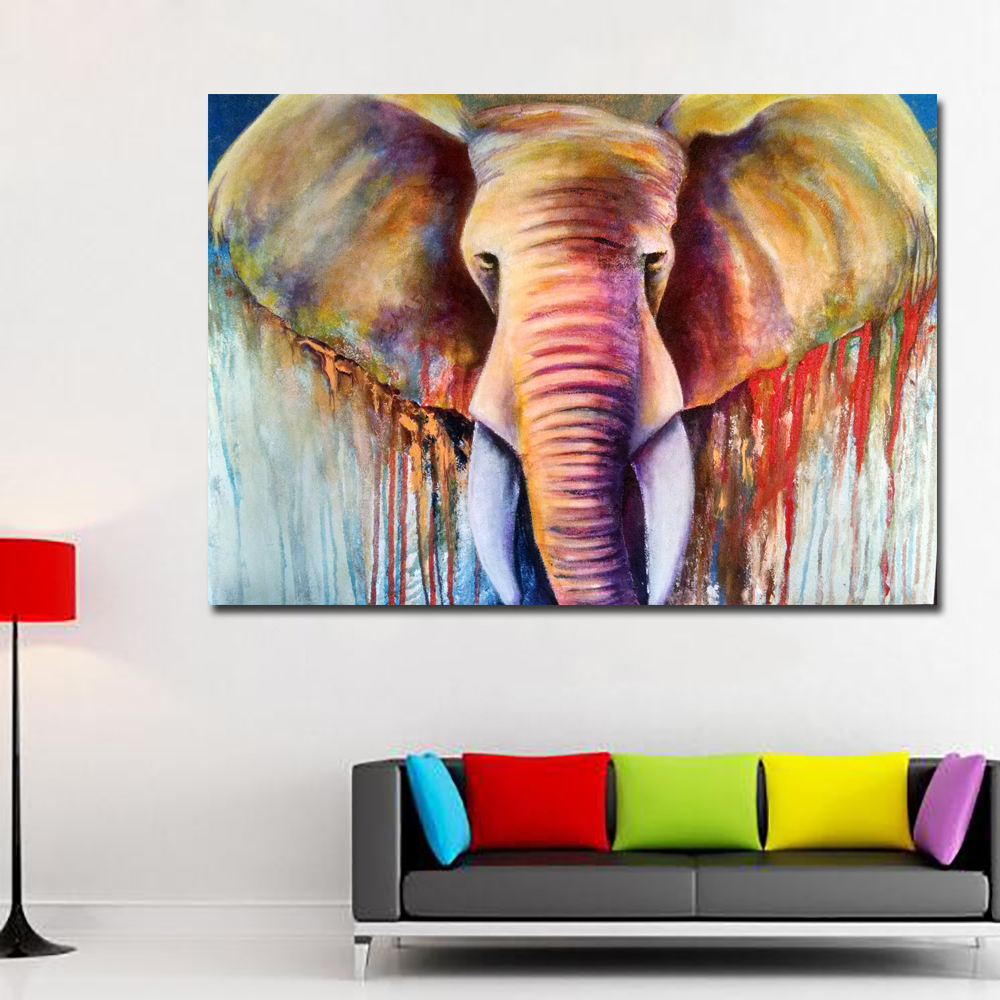 SELFLESSLY Abstract Fine Art Elephant Wall Art Print Canvas Painting Decoration For Living Room Decor Animal Picture Unframed