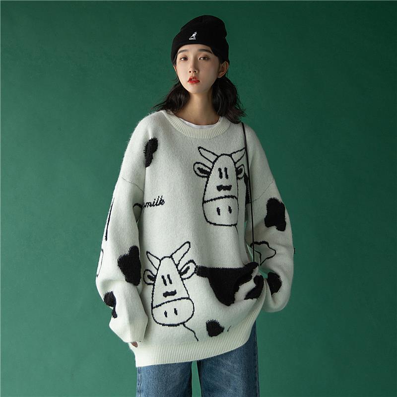 Harajuku Sweater Women Knitted Cartoon Animal Sweaters Japanese Kawaii Cute Pullovers Korean Soft Tops Sueter Mujer 210519