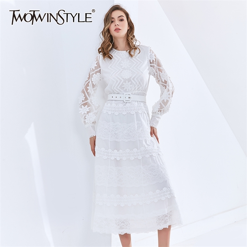Patchwork Lace OL Dress For Women O Neck Long Sleeve High Waist Sashes Midi Dresses Female Fashion Clothing 210520, White
Patchwork Lace OL Dress For Women O Neck Long Sleeve High Waist Sashes Midi Dresses Female Fashion Clothing 210520, White