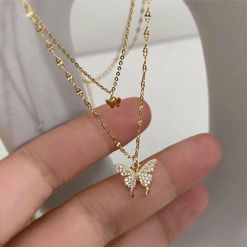 Pendant Necklaces Silver Plated Flash Diamond Butterfly Double Necklace Choker For Women Simple Design Crystal Elegant Wedding Jewelry Gifts
Pendant Necklaces Silver Plated Flash Diamond Butterfly Double Necklace Choker For Women Simple Design Crystal Elegant Wedding Jewelry Gifts