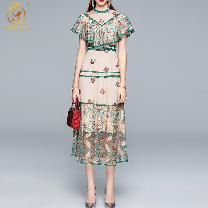 Fashion Runway Summer Dresses Women Short Sleeves Flower Embroidery Ruffle Mesh Midi Party Dress Vestidos 210520, Photo color
Fashion Runway Summer Dresses Women Short Sleeves Flower Embroidery Ruffle Mesh Midi Party Dress Vestidos 210520, Photo color
