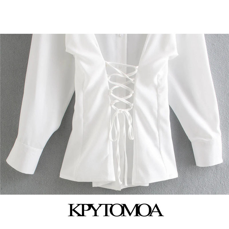 Women Fashion Adjustable Waist With Bow Soft Touch Blouses Long Sleeve Button-up Female Shirts Chic Tops 210420