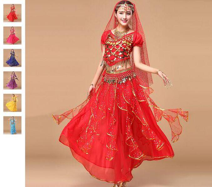2018 Bollywood Dance Costumes 5pcs (Top +Skirt +Waist Chain +Veil +Headwear )Belly Dance Costume Indian Dresses Belly Dance Skirt, Red
2018 Bollywood Dance Costumes 5pcs (Top +Skirt +Waist Chain +Veil +Headwear )Belly Dance Costume Indian Dresses Belly Dance Skirt, Red