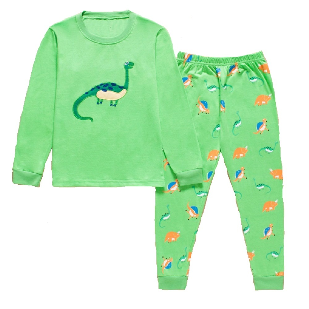 Dinosaur Baby Boys Pajamas Suit Cartoon Dino Children Sleepwear Clothes Sets Long Sleeve Tee Shirts Trousers Kids Pijamas Soft 210413