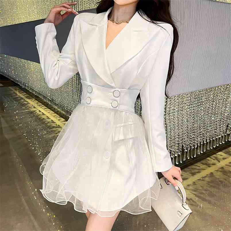 Elegant 2 piece set Spring Women Notched Long Sleeve Double breasted Mini Dress + High Waist Organza Ball Gown Short Skirt Suit 210519, White
Elegant 2 piece set Spring Women Notched Long Sleeve Double breasted Mini Dress + High Waist Organza Ball Gown Short Skirt Suit 210519, White