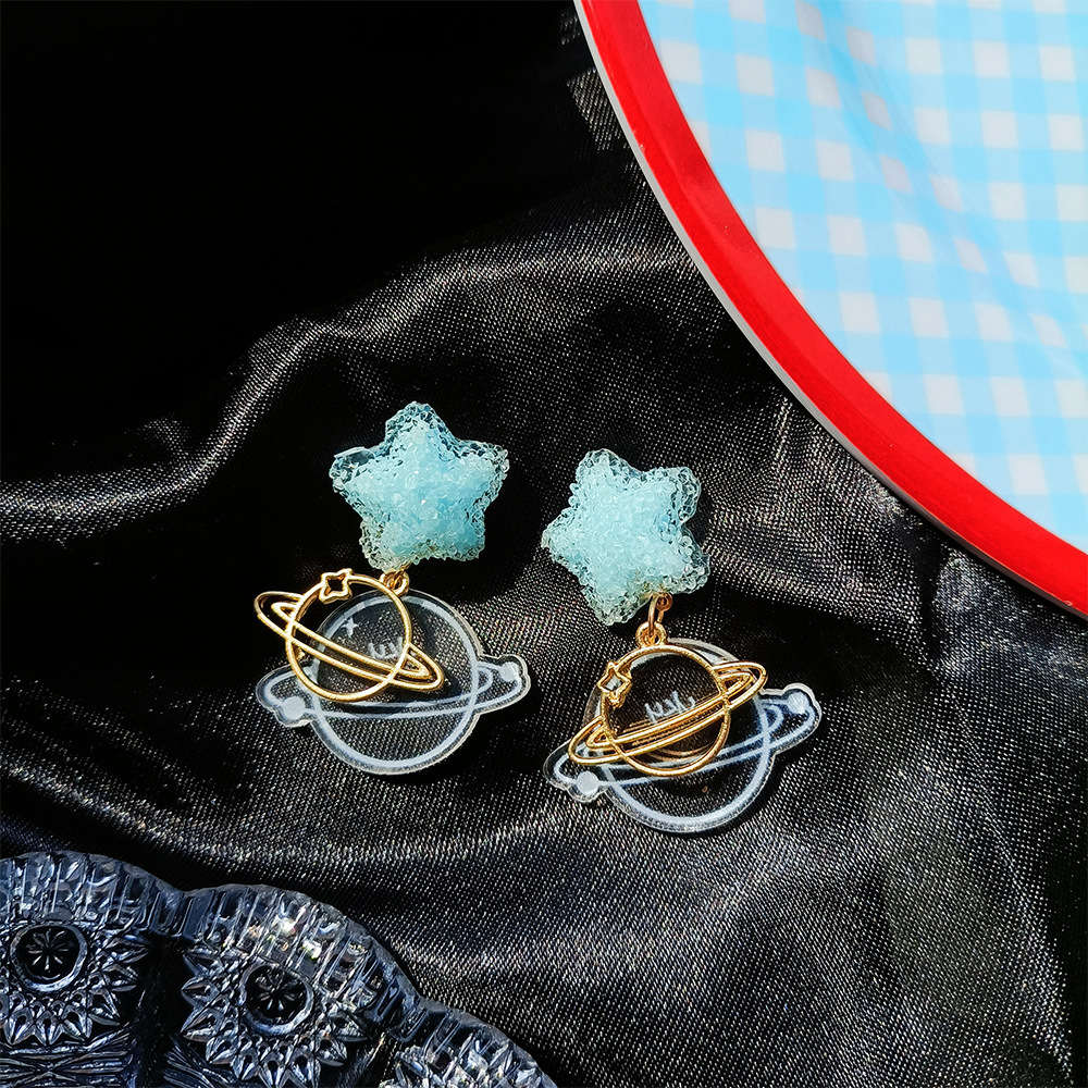 earrings S925 silver Kawaii universe star solar system transparent hollow out laminated Earrings ear clip earrings, Golden
earrings S925 silver Kawaii universe star solar system transparent hollow out laminated Earrings ear clip earrings, Golden