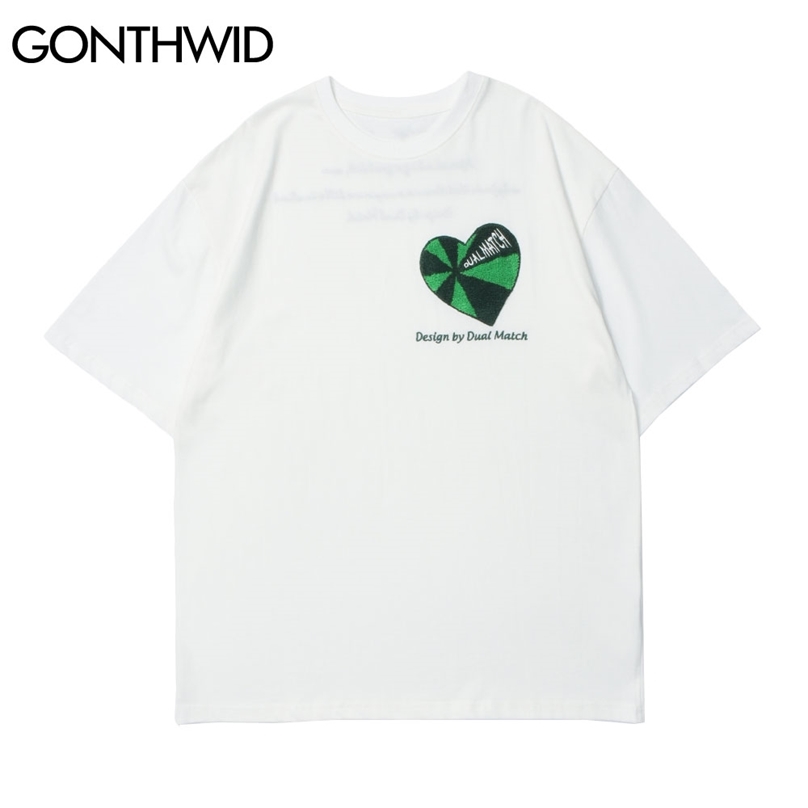 T-Shirts Tops Summer Men Streetwear Hip Hop Embroidery Heart Short Sleeve Tees Cotton Harajuku Casual Loose Tshirt Male 210602, White
T-Shirts Tops Summer Men Streetwear Hip Hop Embroidery Heart Short Sleeve Tees Cotton Harajuku Casual Loose Tshirt Male 210602, White