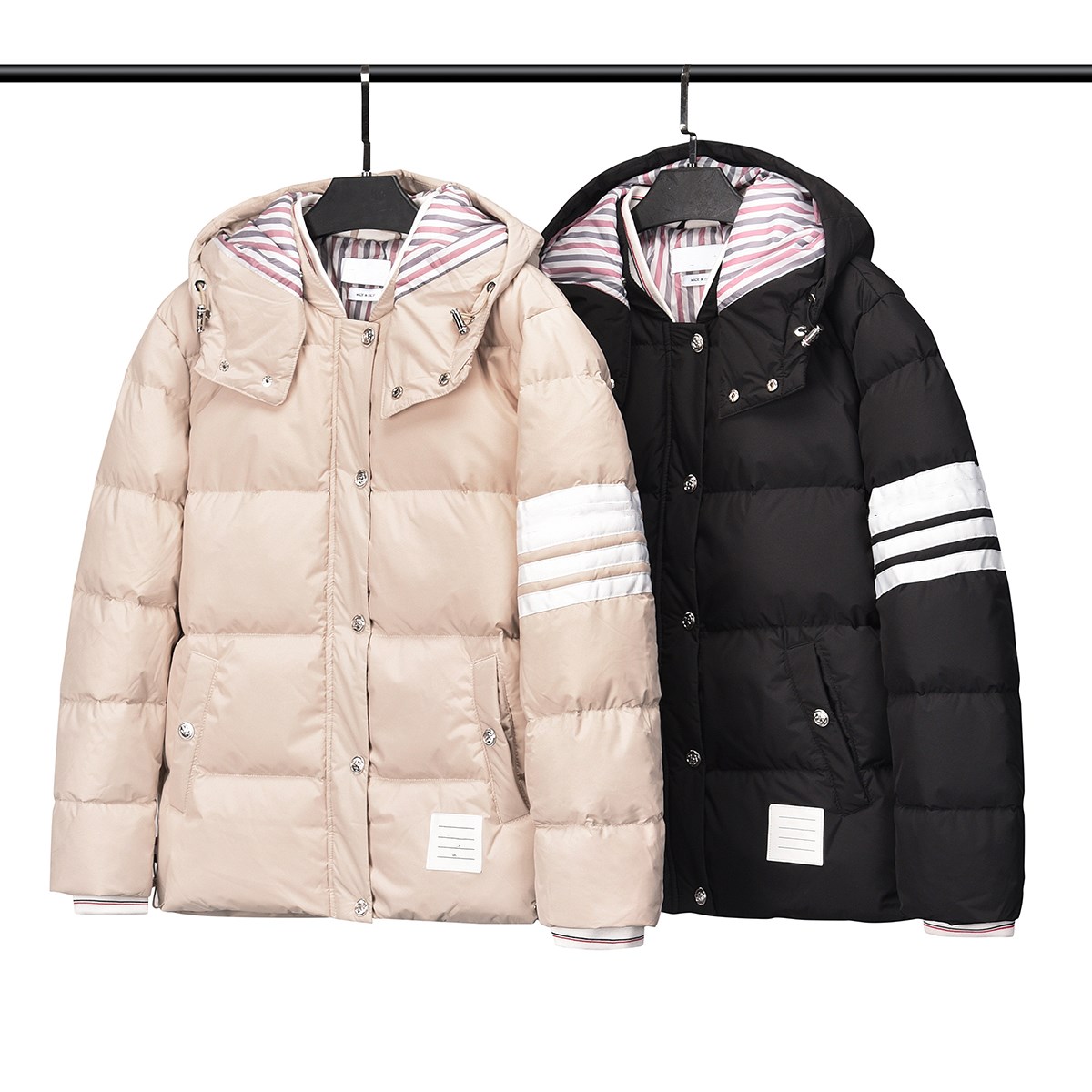 Men's down jacket thickened warm long-sleeved windproof white duck down stripes color matching hooded down jacket couple coat, Khaki
Men's down jacket thickened warm long-sleeved windproof white duck down stripes color matching hooded down jacket couple coat, Khaki