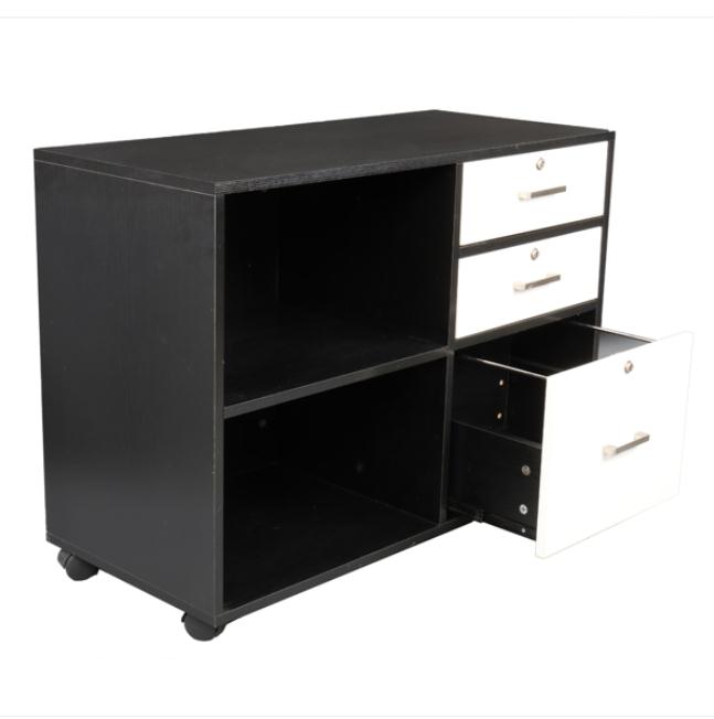 Bedroom Furniture FCH Wood File Cabinet 3 Drawer and 2 Open Shelves Office Storage with Wheel Printer Stand, 35.5"L x 15.7"W x 26"H