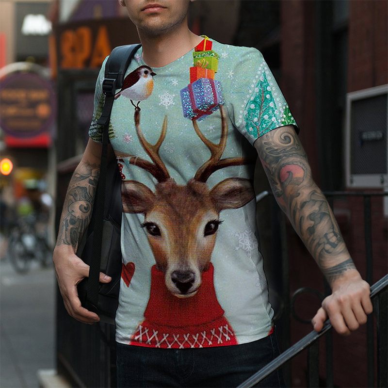 Men's Christmas cartoon elk print pattern 3D printing fashion Christmas short-sleeved breathable daily street shooting party travel vacation, White;black
Men's Christmas cartoon elk print pattern 3D printing fashion Christmas short-sleeved breathable daily street shooting party travel vacation, White;black